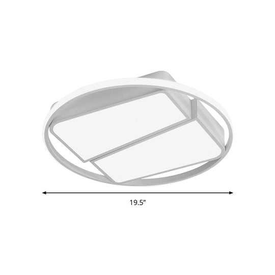 Modern Metal Black/White Led Ceiling Mount Light - 2-Trapezoid Design 16/19.5 Wide Flush Fixture For