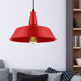 Barn Living Room Pendant Lighting - Industrial Style Metallic Ceiling Light Fixture 1 Bulb Red/Green