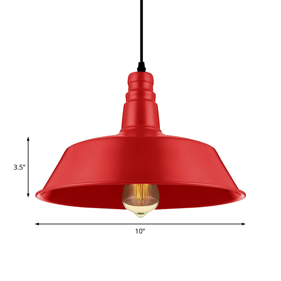 Industrial Style Metallic Pendant Lighting - 10’/14’ Wide Barn Living Room 1 Bulb Red/Green
