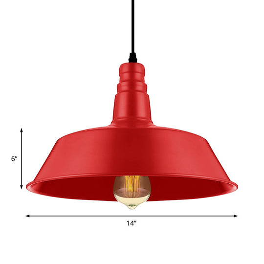 Industrial Style Metallic Pendant Lighting - 10’/14’ Wide Barn Living Room 1 Bulb Red/Green