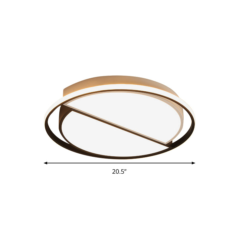 Contemporary Black Metal Flush Mount Lamp With Led Ceiling Fixture For Bedroom 2 Sizes Available