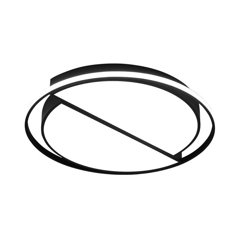 Contemporary Black Metal Flush Mount Lamp With Led Ceiling Fixture For Bedroom 2 Sizes Available