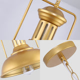 Industrial Barn Shade Pendant Light - 13’/16’ Wide Gold Finish Metal Hanging Lamp