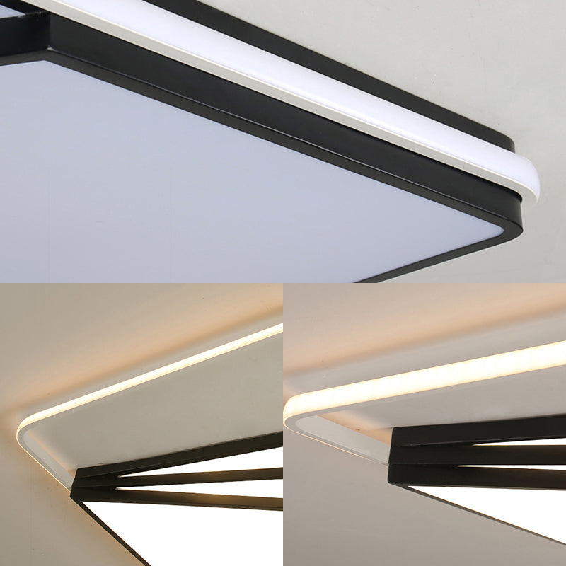 Modern Multi-Layer Flush Mount Ceiling Light - Metal Led Wide 18/23.5/35.5 Black Bedroom