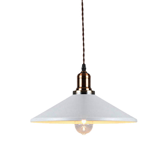 Stylish Metal Pendant Light With Cone/Saucer/Dome Shade - Loft Design In White Ideal For Restaurants