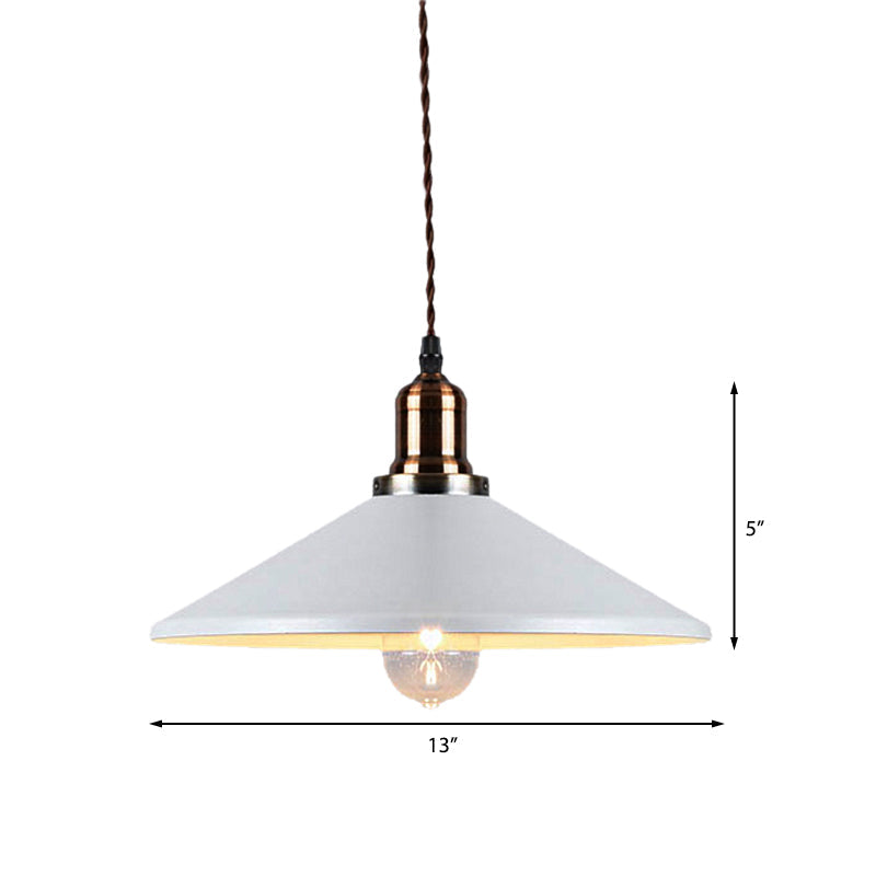 Stylish Cone/Saucer/Dome Shade Pendant Light For Restaurants - White Metal Hanging