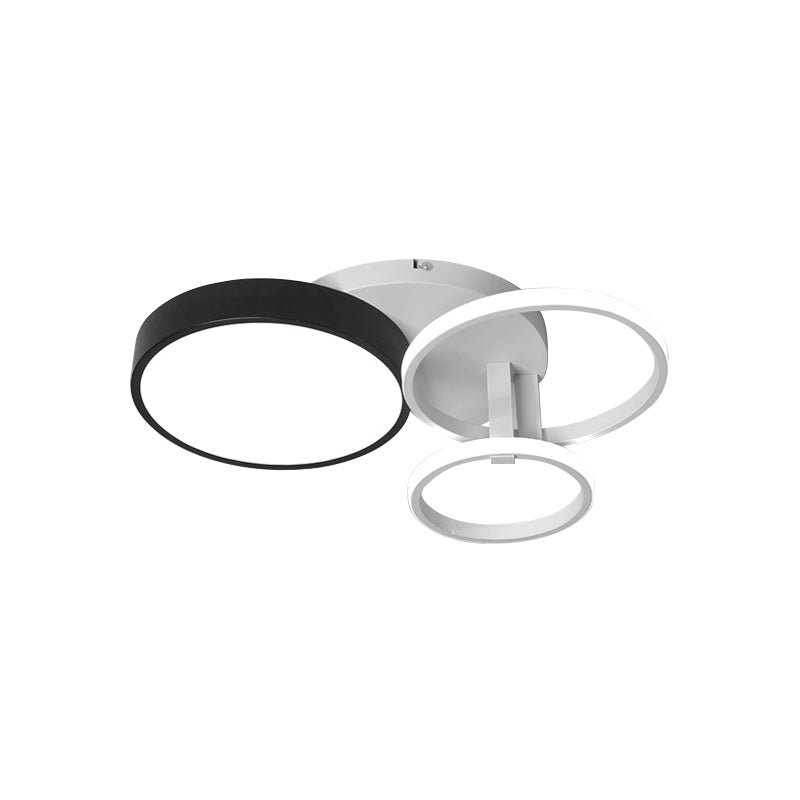 Modern Black Acrylic Ceiling Mounted Light For Living Room - Circular Close To Design With 3/5