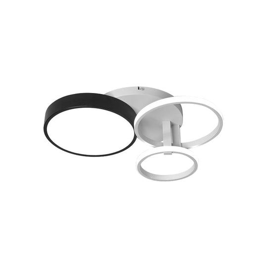Modern Black Acrylic Ceiling Mounted Light For Living Room - Circular Close To Design With 3/5