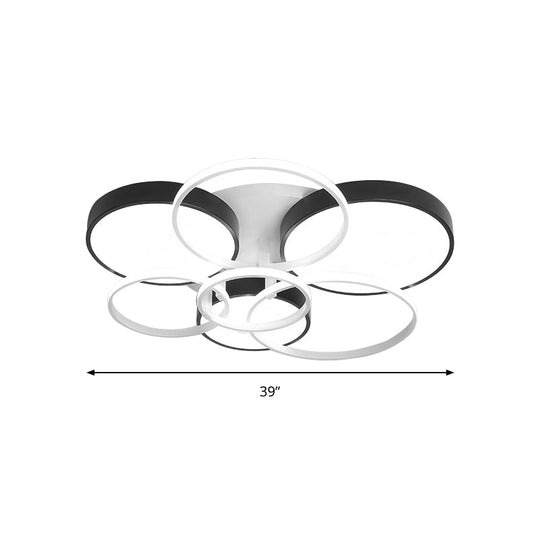 Modern Black Acrylic Ceiling Mounted Light For Living Room - Circular Close To Design With 3/5
