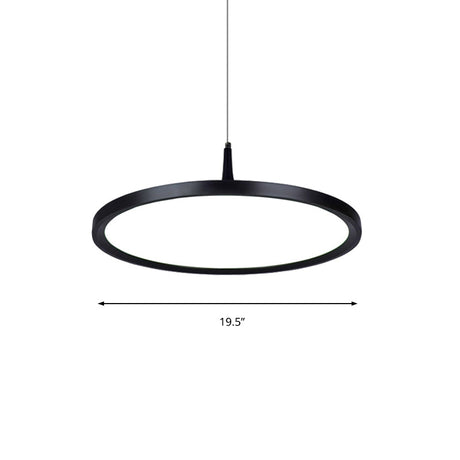Led Office Pendant Lamp - Modern Simplicity White/Black Ceiling Light Fixture In Multiple Sizes