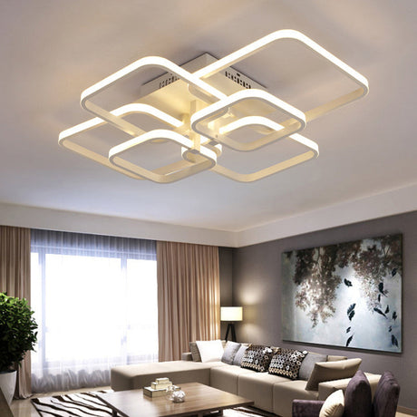 Modern Geometric Flush Light Acrylic Led Ceiling - 4/6/8 Lights Warm/White
