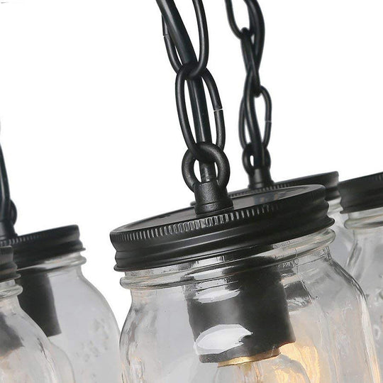 Etched Clear Glass Mason Jar Semi Flush Industrial Light Fixture - Ideal For Dining Room 3/5 - Bulb
