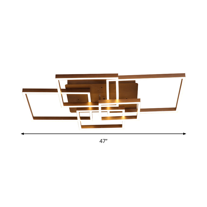 Modern Led Square Acrylic Ceiling Light - 39’/47’ Wide Brown Semi Flush Mount In Warm/White