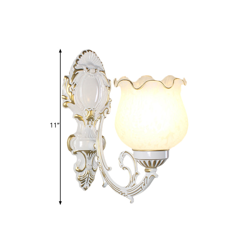 Loft Style Bud Wall Mount Lamp - Opaline Glass Lighting Fixture (Single Bulb) Black/White/Brass