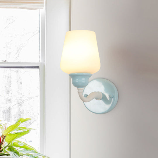 Sky Blue Milkglass Wall Sconce Light Fixture