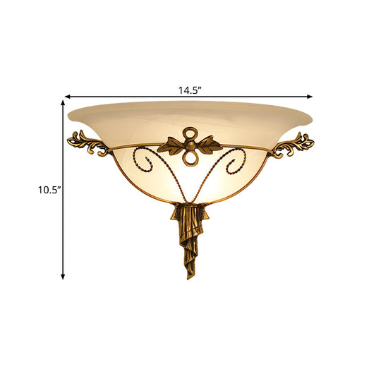 Retro Style Wall Mount Lamp - 1-Light Cream Glass Sconce In White/Beige