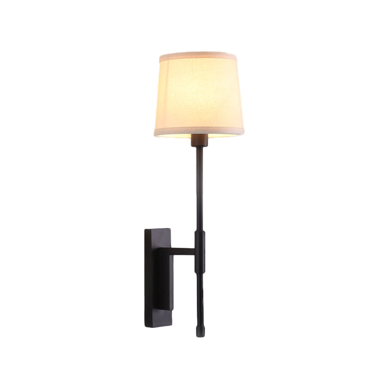 Black Fabric Wall Sconce With Right Angle Arm - Warehouse Style Lighting