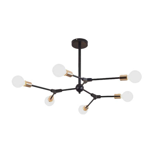 Retro Style Black Branch Suspension Light With Metallic Finish – Bedroom Chandelier Lamp (6/8
