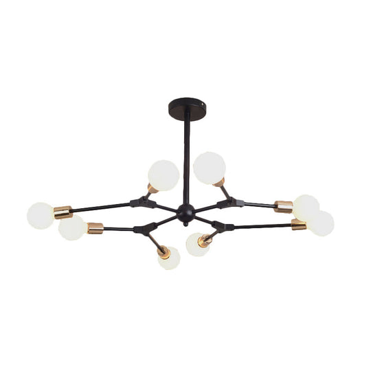 Retro Style Black Branch Suspension Light With Metallic Finish – Bedroom Chandelier Lamp (6/8