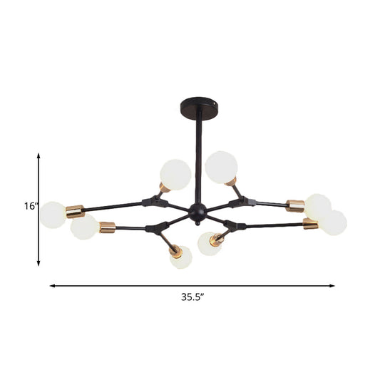 Retro Style Black Branch Suspension Light With Metallic Finish – Bedroom Chandelier Lamp (6/8