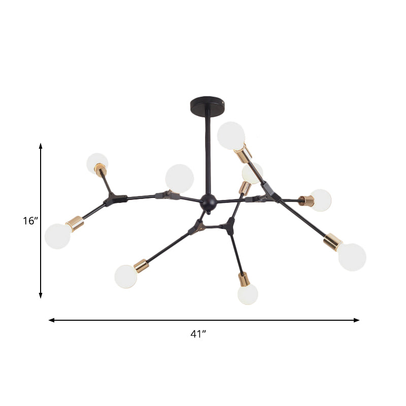 Retro Style Black Branch Suspension Light With Metallic Finish – Bedroom Chandelier Lamp (6/8