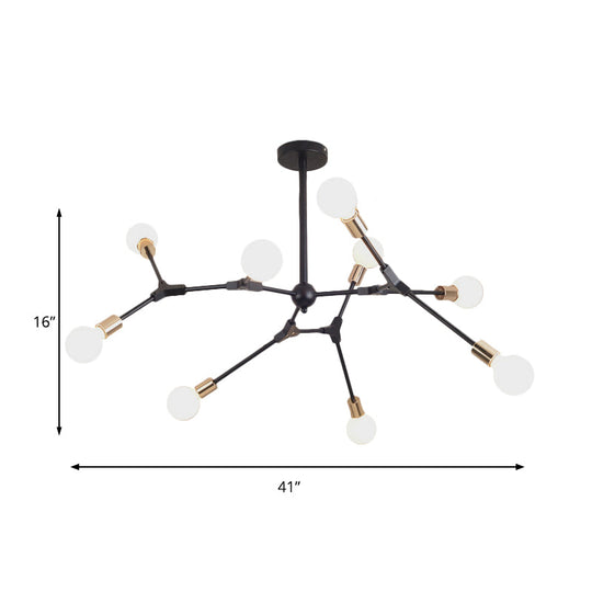 Retro Style Black Branch Suspension Light With Metallic Finish – Bedroom Chandelier Lamp (6/8