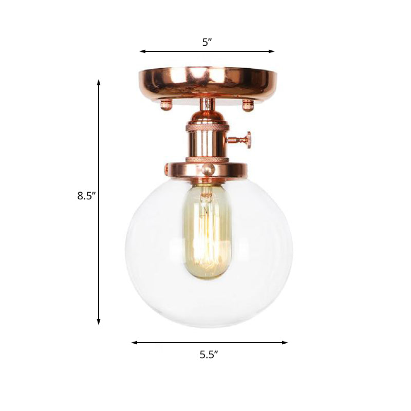 Semi Flush Mount Industrial Ceiling Light Fixture With Globe/Wide Flare/Diamond Design And