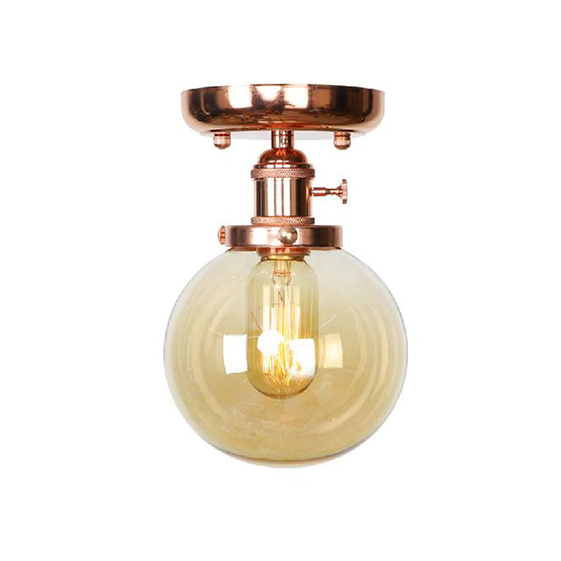 Semi Flush Mount Industrial Ceiling Light Fixture With Globe/Wide Flare/Diamond Design And