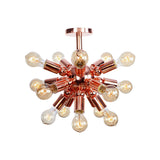 Vintage Copper Finish 6/9 Lights Starburst Semi Flush Ceiling Light For Bedroom