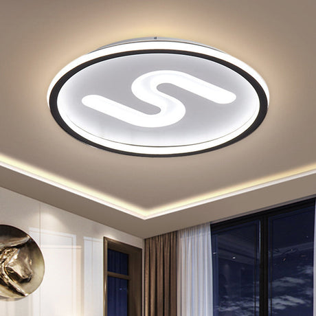 Modern Clear Glass Round Flush Mount With 9 Lights In Black/Gold And Warm/White - 16’/19.5’ Width