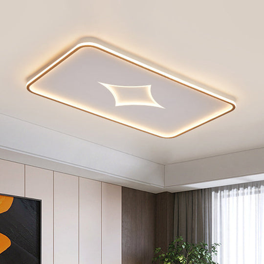 Modern Metallic Led Flush Ceiling Light In Black/Gold - Round/Rectangle White Available 3 Sizes
