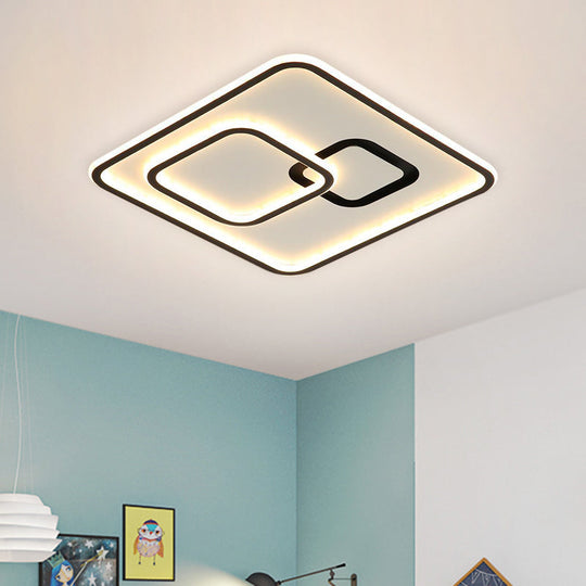 Minimalist Black Led Flush Mount Light | Acrylic Ceiling Lighting Fixture 16’/19.5’ Width / 16’