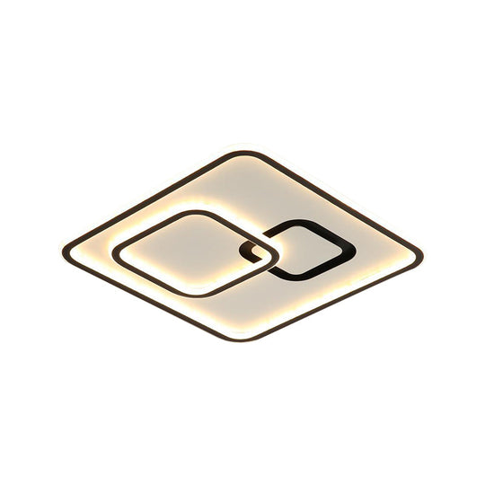 Minimalist Black Led Flush Mount Light | Acrylic Ceiling Lighting Fixture 16’/19.5’ Width