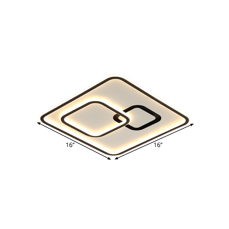 Minimalist Black Led Flush Mount Light | Acrylic Ceiling Lighting Fixture 16/19.5 Width