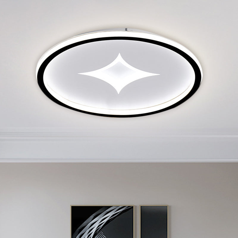Ultra Slim Metal Led Ceiling Light In Black/Gold Warm/White - 16’/19.5’ Contemporary Flush