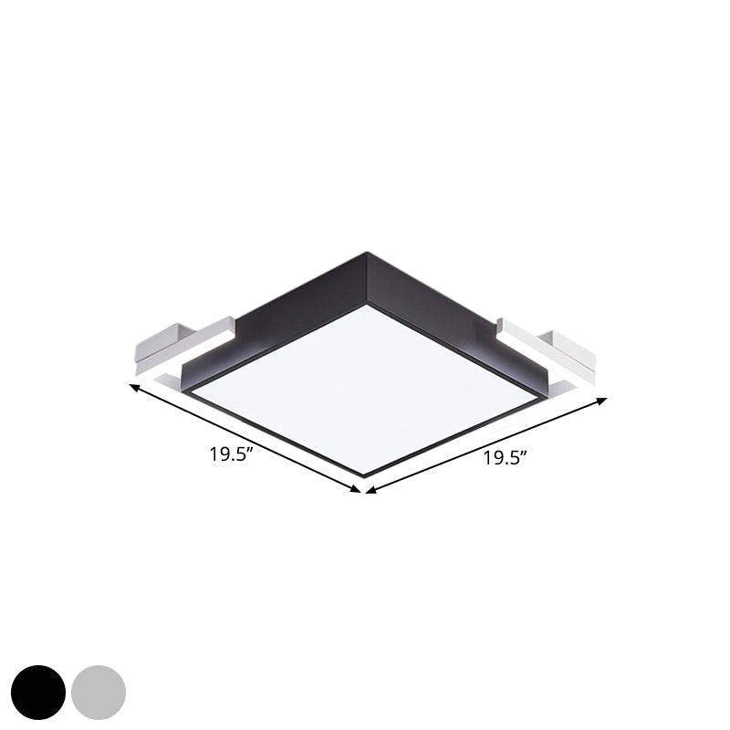 Modern Square Metallic Ceiling Light Fixture: Led Flushmount Lighting In Black/White Warm/White