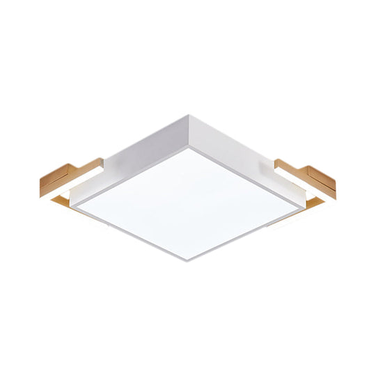 Modern Square Metallic Ceiling Light Fixture: Led Flushmount Lighting In Black/White Warm/White