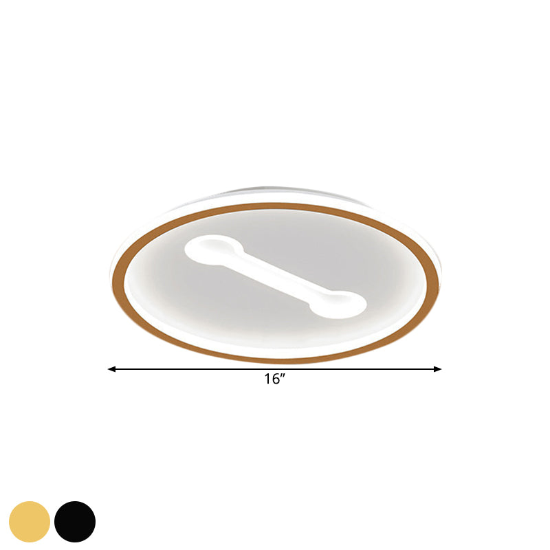 Ultra - Thin Round Metallic Flush Light Nordic Black/Gold Led Mount Fixture Warm/White 16’/19.5’ Dia