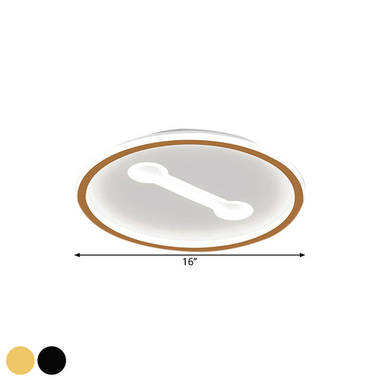 Ultra - Thin Round Metallic Flush Light Nordic Black/Gold Led Mount Fixture Warm/White 16’/19.5’ Dia