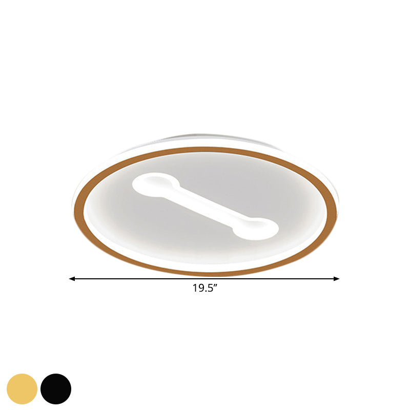 Ultra - Thin Round Metallic Flush Light Nordic Black/Gold Led Mount Fixture Warm/White 16’/19.5’ Dia