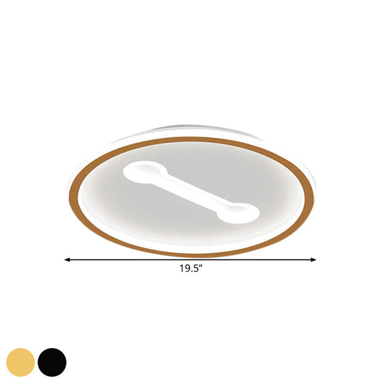 Ultra - Thin Round Metallic Flush Light Nordic Black/Gold Led Mount Fixture Warm/White 16’/19.5’ Dia