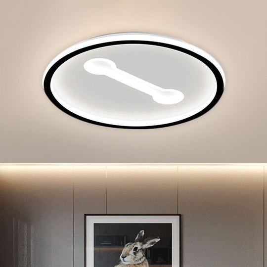 Ultra-Thin Round Metallic Flush Light Nordic Black/Gold Led Mount Fixture Warm/White 16/19.5 Dia
