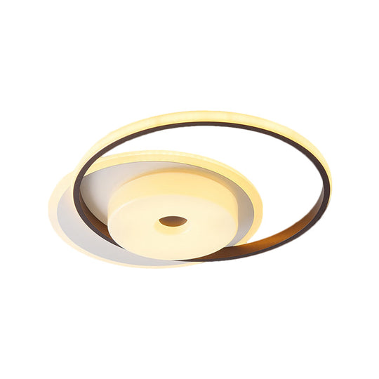 Metallic Nordic Led Flush Mount Ceiling Fixture In Warm/White 16’/19.5’ Wide