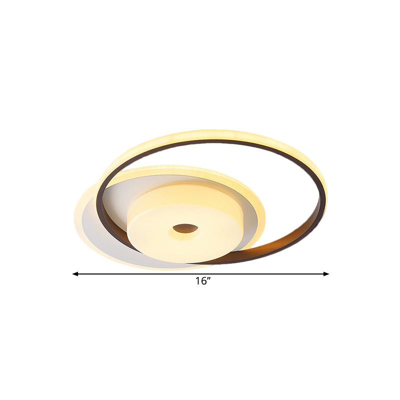 Metallic Nordic Led Flush Mount Ceiling Fixture In Warm/White 16’/19.5’ Wide