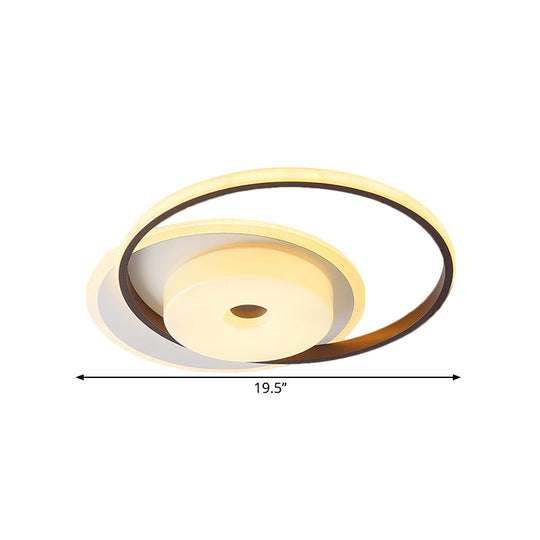 Metallic Nordic Led Flush Mount Ceiling Fixture In Warm/White 16’/19.5’ Wide
