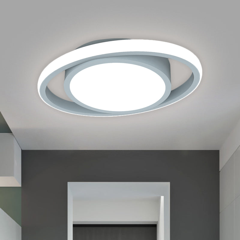 Customizable Flush Mount Metal Led Ceiling Fixture - Drum & Circle Design In Black/Gray/Gold (7-Day