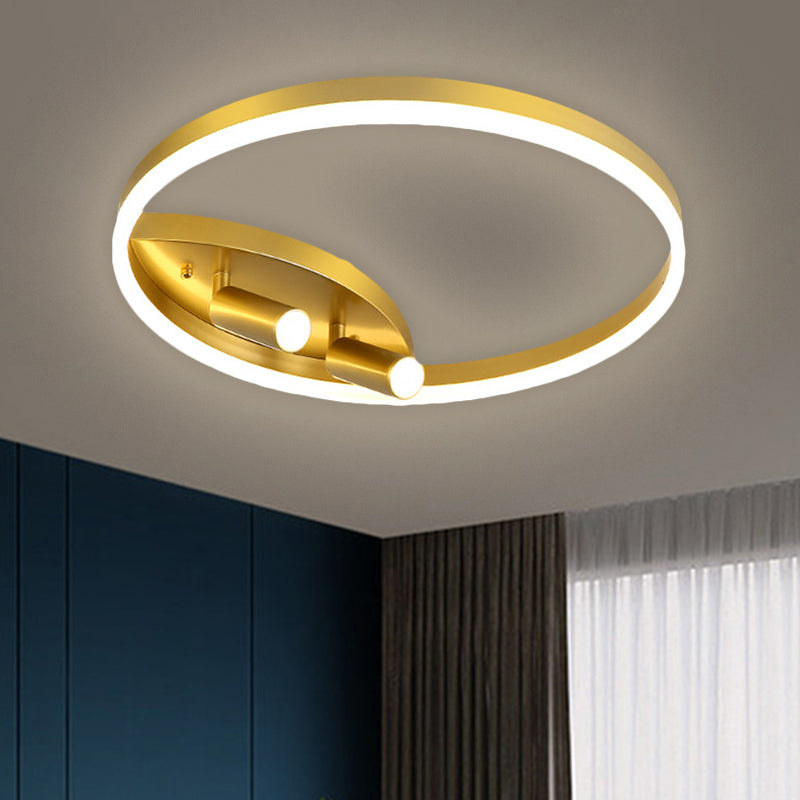Gold Flush Mount Led Ceiling Spotlight In Warm/White Light For Bedroom – 16’/19.5’ W Metal