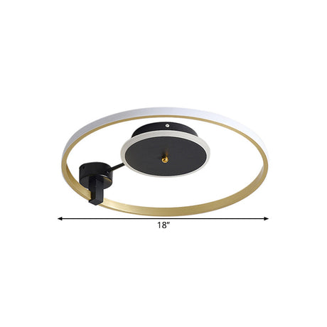 Gold And Black Led Semi Flush Ceiling Light In Warm/White 18’/21.5