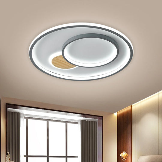 16.5’/20.5’ W Acrylic Round Modernist Led Ceiling Lamp - Grey (Warm/White Light) / 16.5’ White