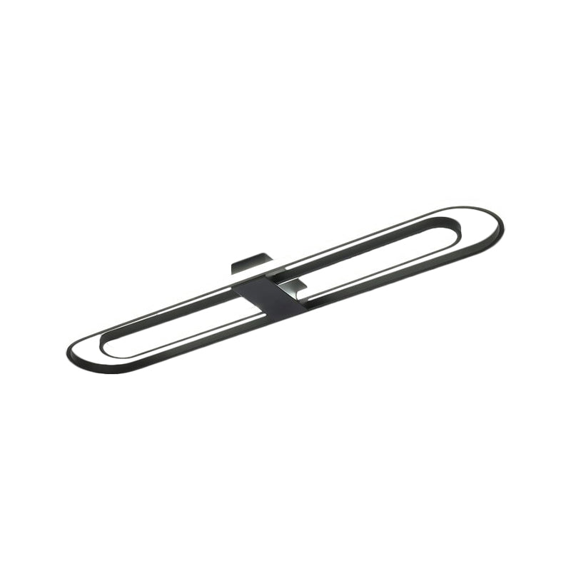 Black Dual Rectangle Led Flush Ceiling Light Modern Metallic Mount Fixture 16’/23.5’/31.5’